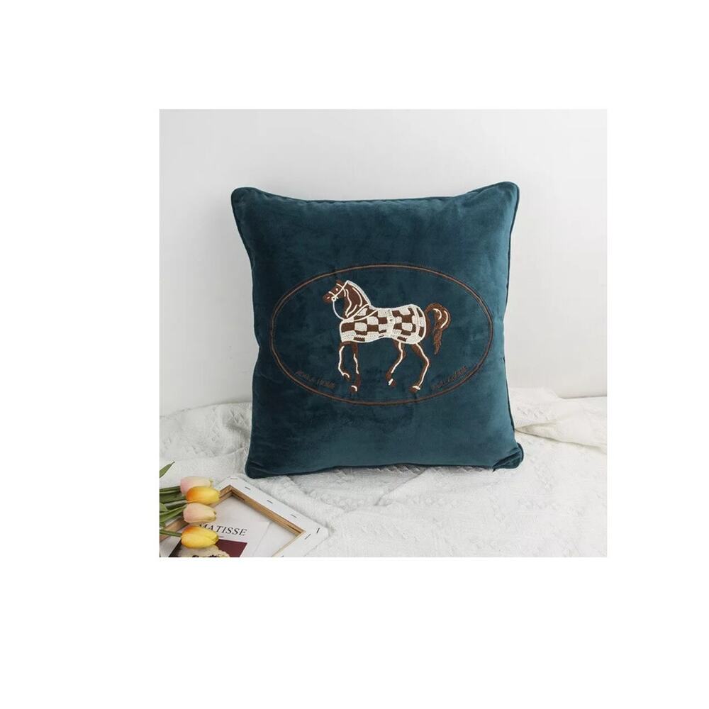 Adela Home Green Horse Pillowcase 18 x 18